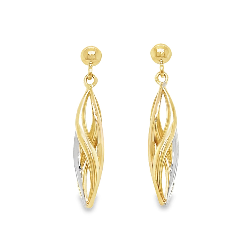 9ct 3 Colour Gold Drop Earrings