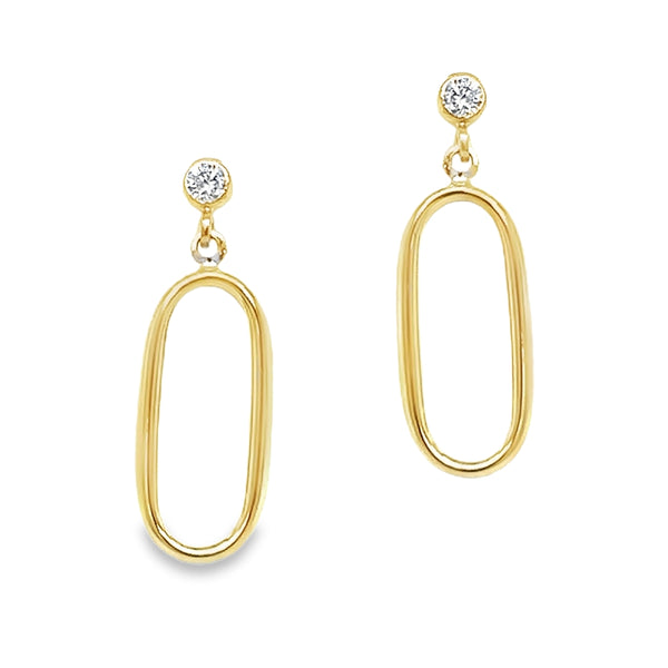 9ct Yellow Gold Open Link CZ Drop Earrings