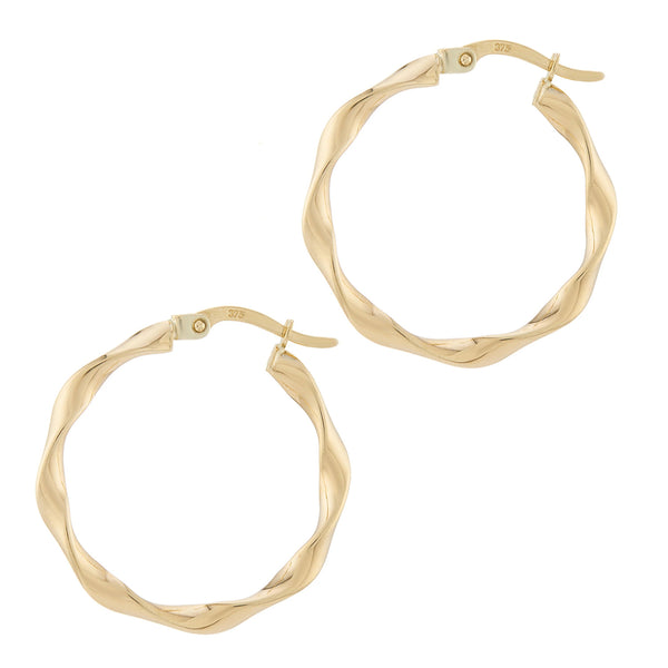 9ct Gold Twisted Hoop Earrings