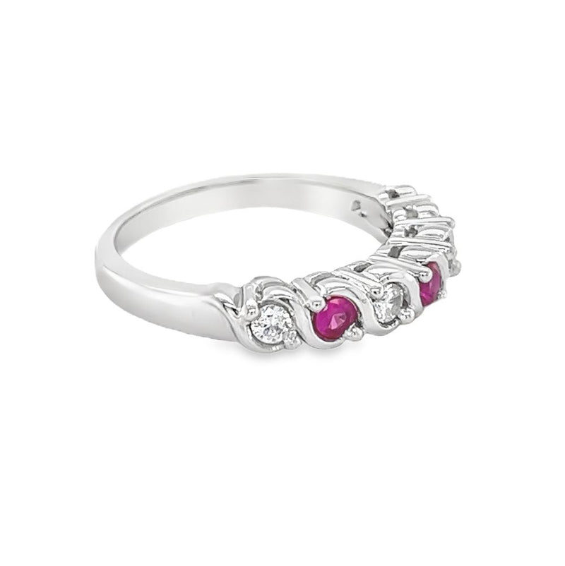 Sterling Silver Red & White Cubic Zirconia Eternity Ring side