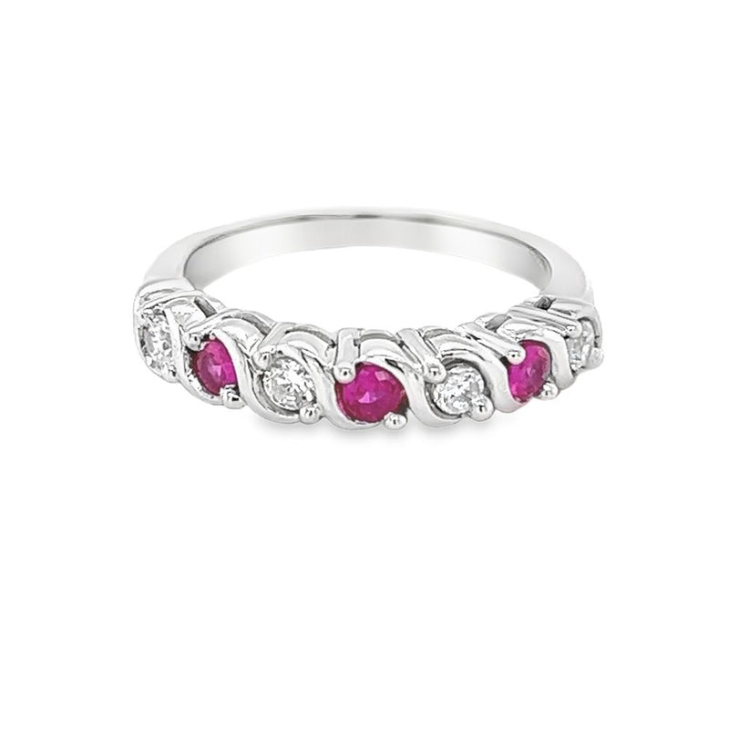 Sterling Silver Red & White Cubic Zirconia Eternity Ring