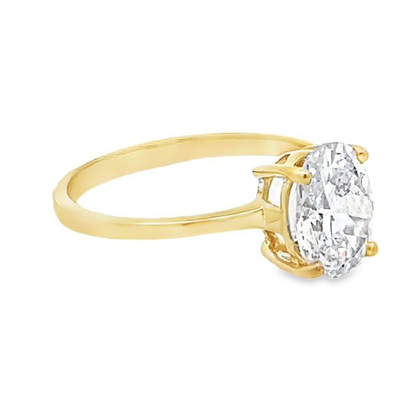 9ct Gold Solitaire Oval CZ Ring side 