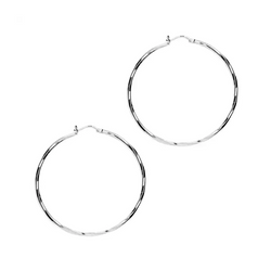 Sterling Silver 55mm Twisted Hoop Earrings