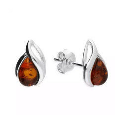 Sterling Silver Amber Stud Earrings