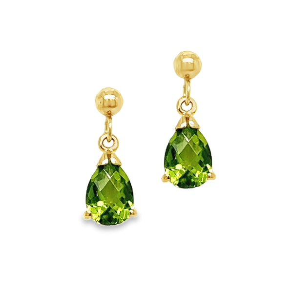 9ct Gold Peridot Drop Earrings