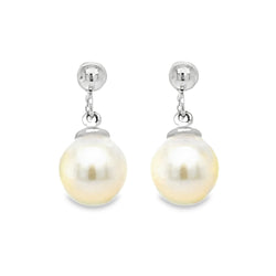 9ct White Gold Cultured Pearl Drop Earrings