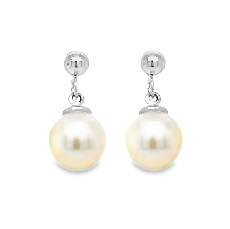 9ct White Gold Cultured Pearl Drop Earrings