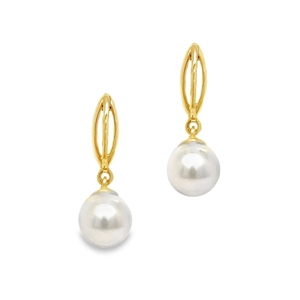 9ct Yellow Gold Cultured Pearl Drop Earrings