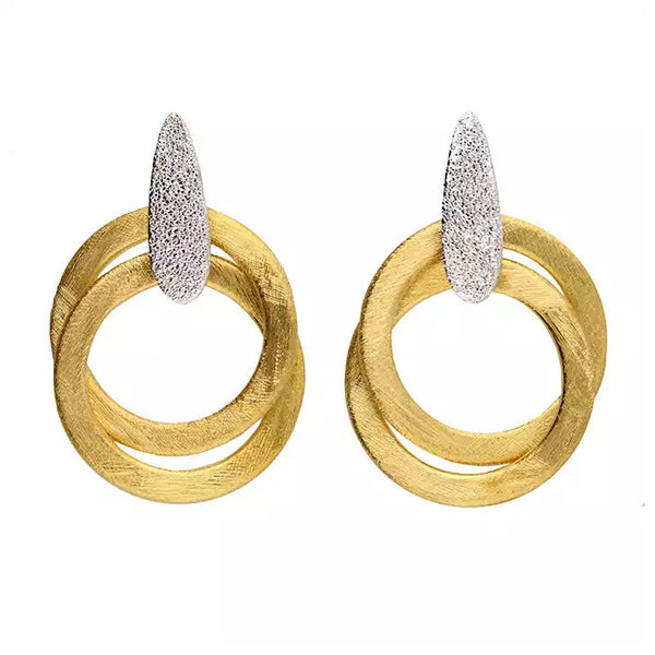 Sterling Silver Double Gold Plated Circle Stud Earrings