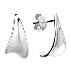 Sterling Silver Pointed J Hoop Stud Earrings