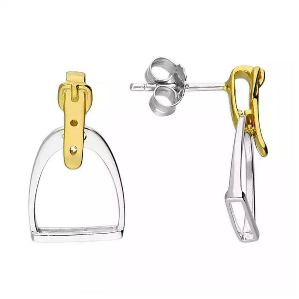 Sterling Silver Gold Plated Stirrup Stud Earrings