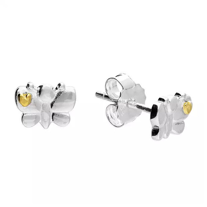 Sterling Silver GP Butterfly Stud Children's Earrings