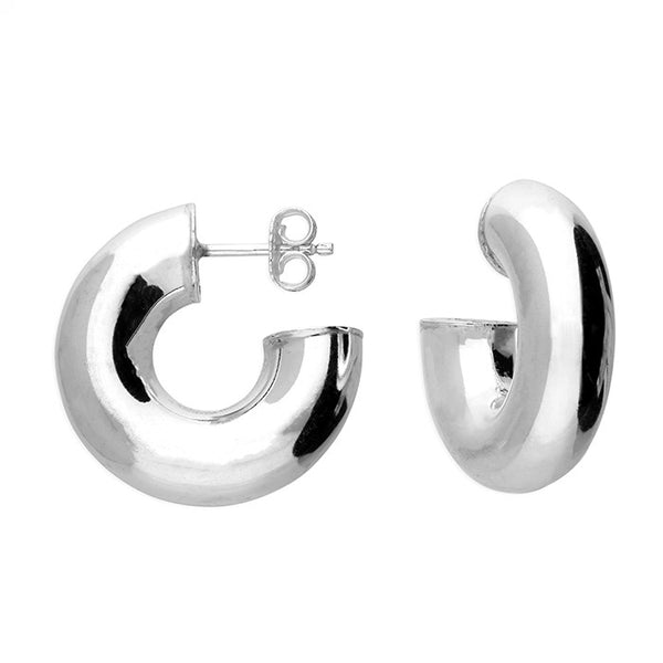 Sterling Silver Chunky Stud Hoop Earrings