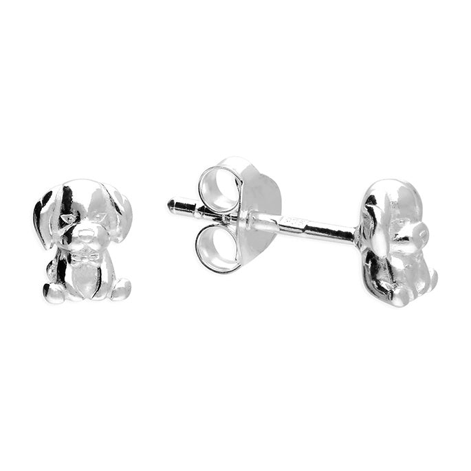 Sterling Silver Puppy Stud Earrings