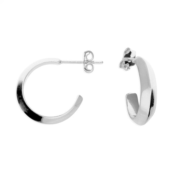 Sterling Silver Razor Edge Half Hoop Earrings