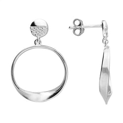 Sterling Silver Twist Drop Circle Earrings