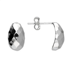 Sterling Silver Faceted Mirror Stud Earrings