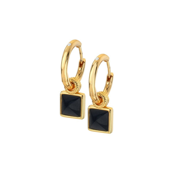 Hot Diamonds X Golden Edit Revive Onyx Square Earrings DE737