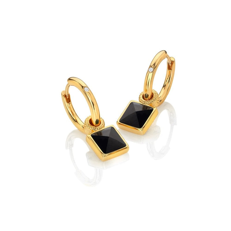 Hot Diamonds X Golden Edit Revive Onyx Square Earrings DE737