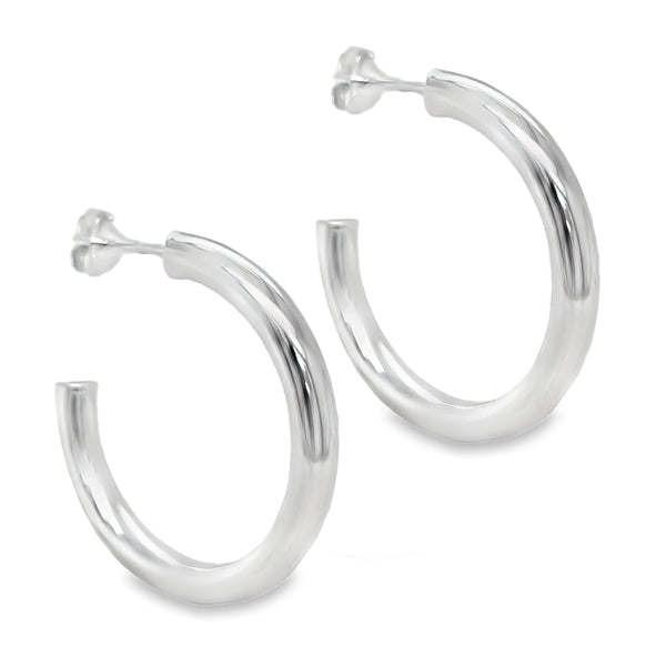 Sterling Silver Chunky Half Hoop Earrings 30mm