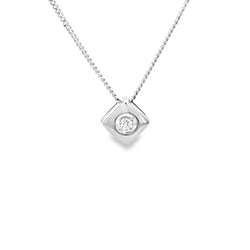 9ct White Gold Diamond Solitaire Necklace