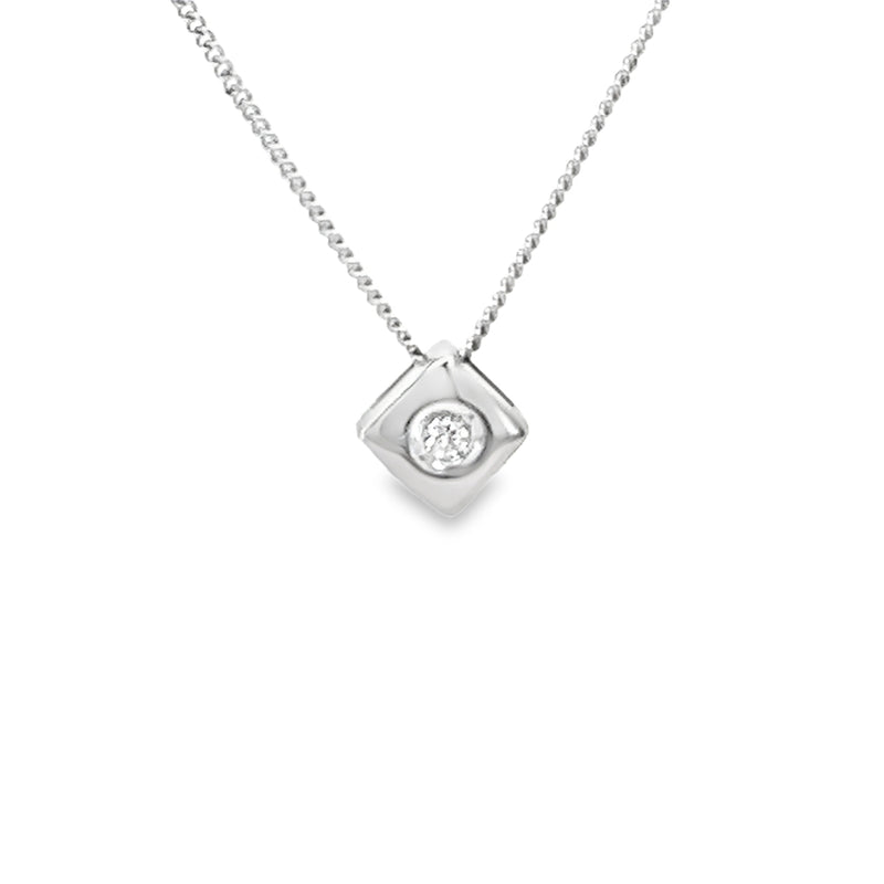 9ct White Gold Diamond Solitaire Necklace