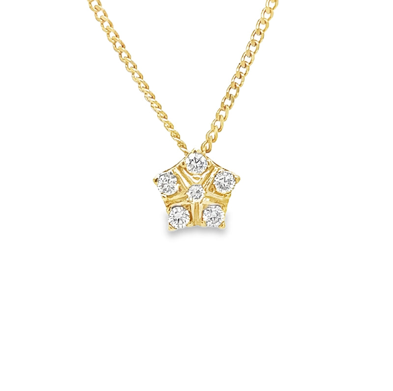 18ct Gold Diamond Set Star Pendant with Chain