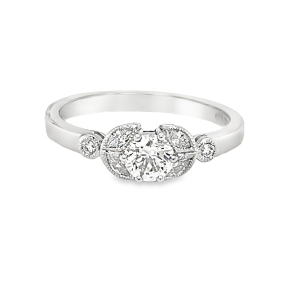 Vintage Style Diamond Ring 18ct White Gold