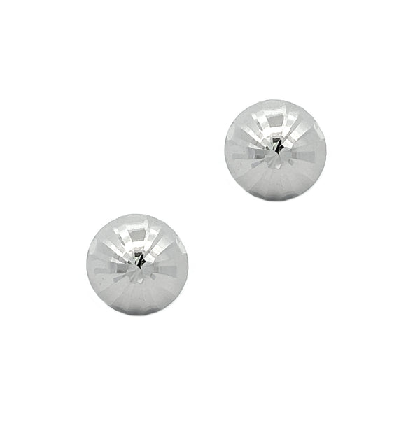 Sterling Silver 10mm Faceted Half-Ball Stud Earrings