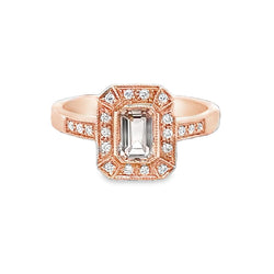 Morganite & Diamond Octagonal Cluster Ring 9ct Rose Gold