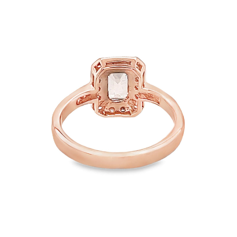 Morganite & Diamond Octagonal Cluster Ring 9ct Rose Gold rear