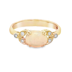 9ct Yellow Gold Opal & Diamond Ring