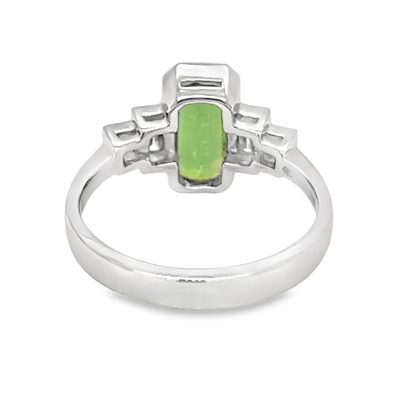 Green Tourmaline & Diamond Ring 18ct White Gold rear