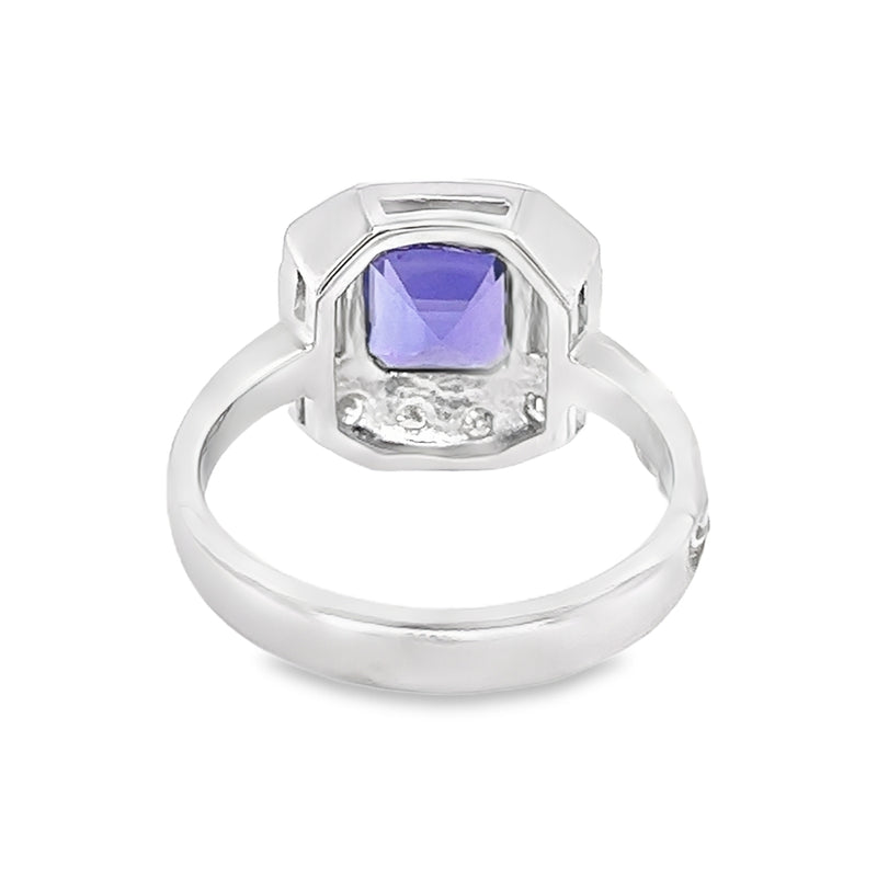 Tanzanite & Diamond Square Cluster Ring rear