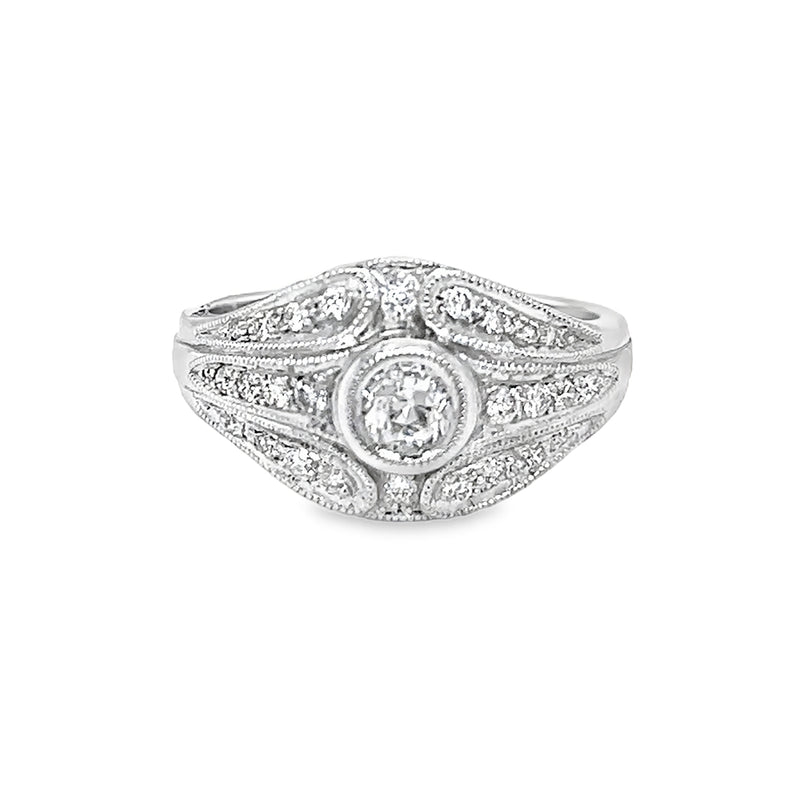 Diamond Art Deco Style Ring 18ct White Gold