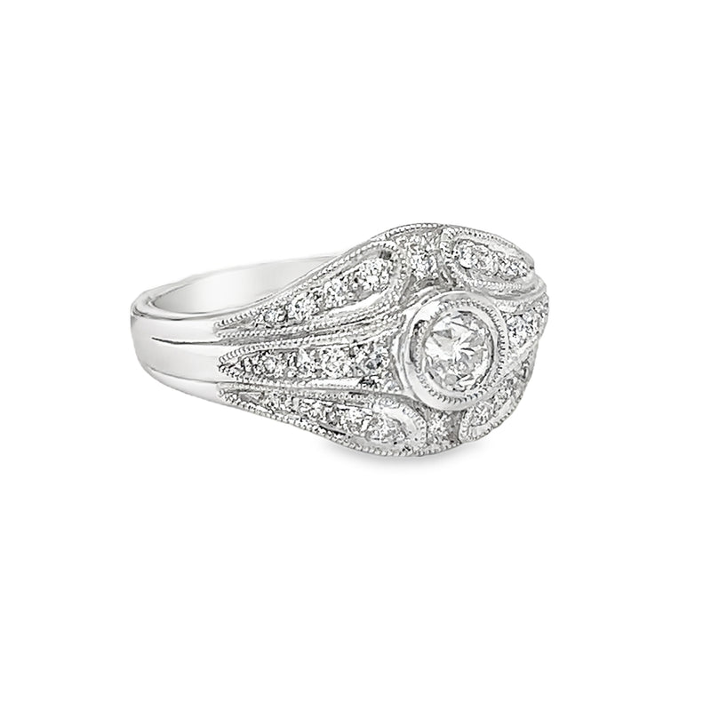 Diamond Art Deco Style Ring 18ct White Gold side