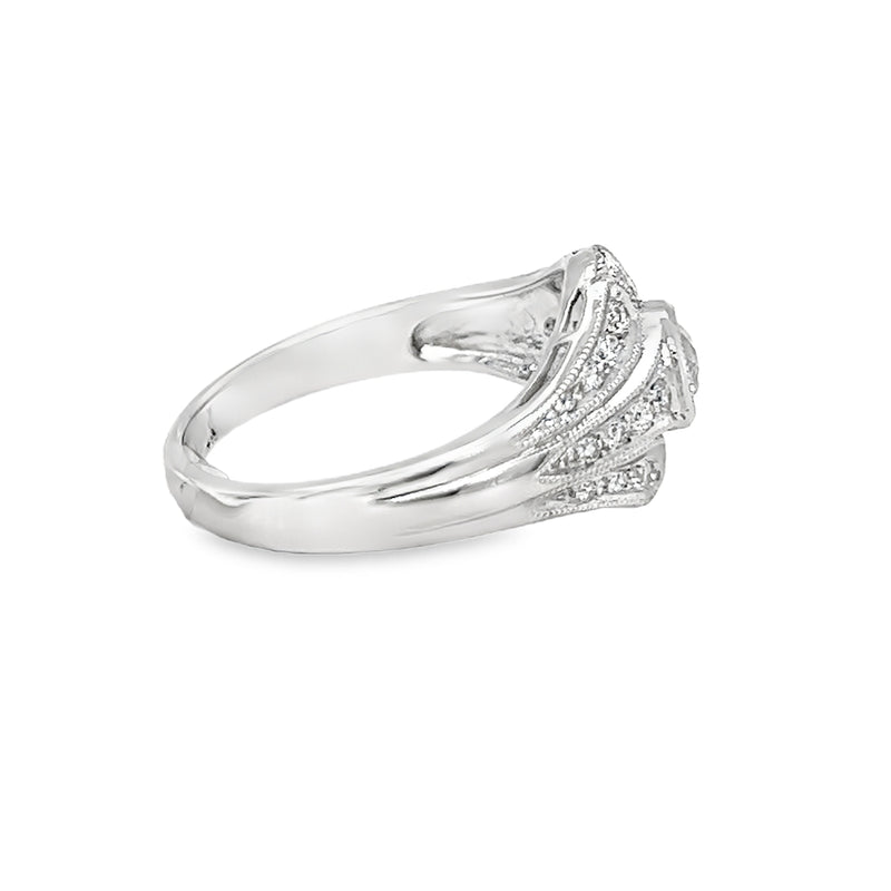 Diamond Art Deco Style Ring 18ct White Gold side 