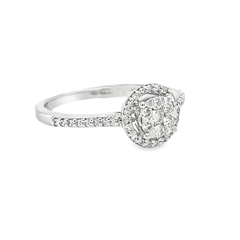 Diamond Cluster Halo Ring 0.30ct 9ct White Gold