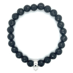 Faceted Onyx & CZ Bracelet