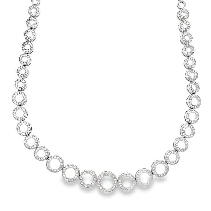 Sterling Silver Graduating CZ Circle Necklace