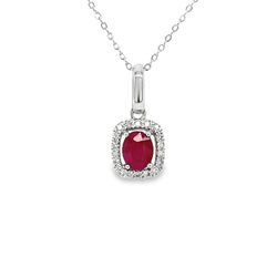 9ct White Gold Ruby & Diamond Pendant