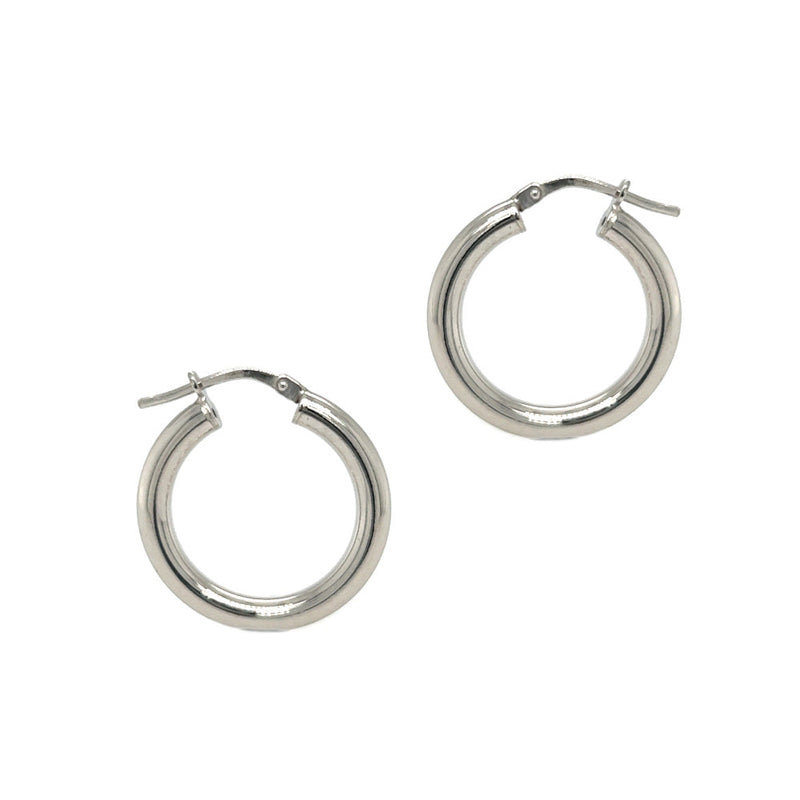 Sterling Silver 17mm Round Tube Hoop Earrings