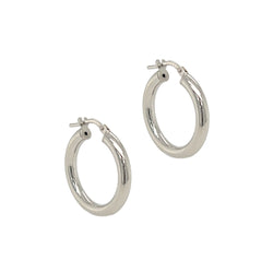 Sterling Silver 17mm Round Tube Hoop Earrings