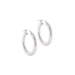 Sterling Silver 20mm Round Tube Hoop Earrings