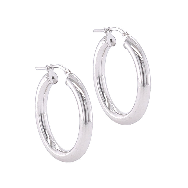 Sterling Silver 26mm Round Tube Hoop Earrings