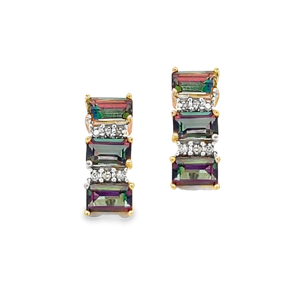 9ct Gold Mystic Topaz & Diamond Earrings