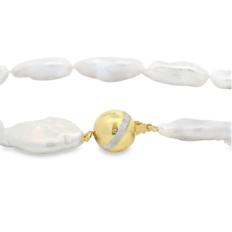 Baroque Coin River Pearls 9ct Ball Clasp