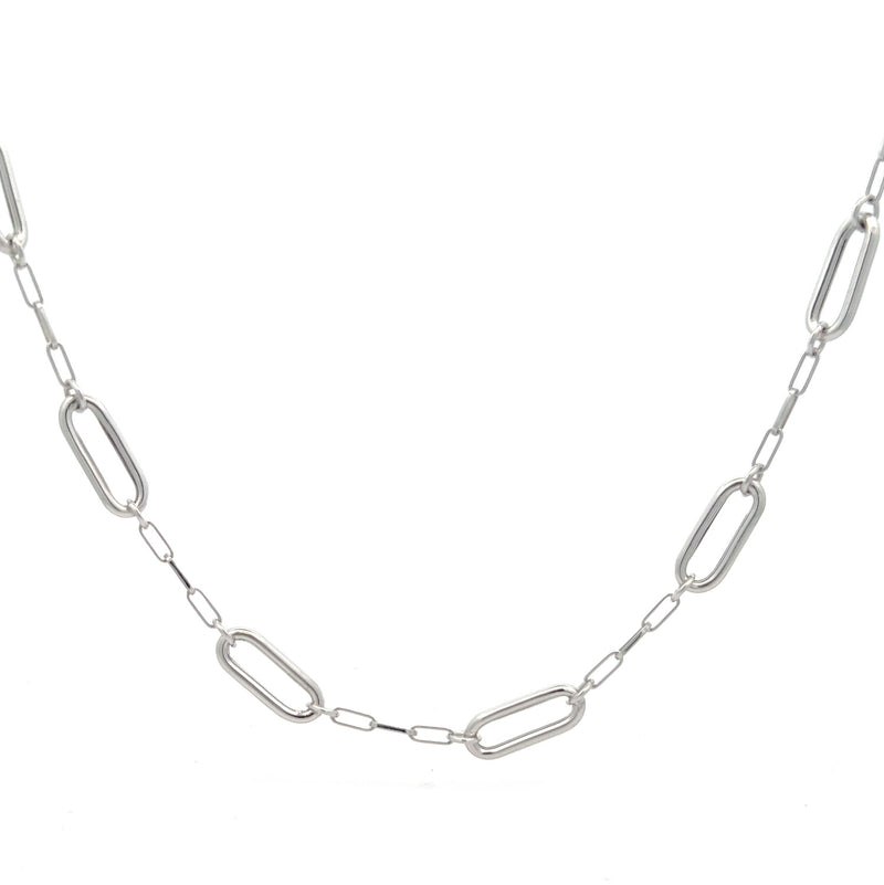 Sterling Silver Paper Chain Link Necklace