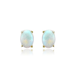 9ct Gold Oval Opal Stud Earrings