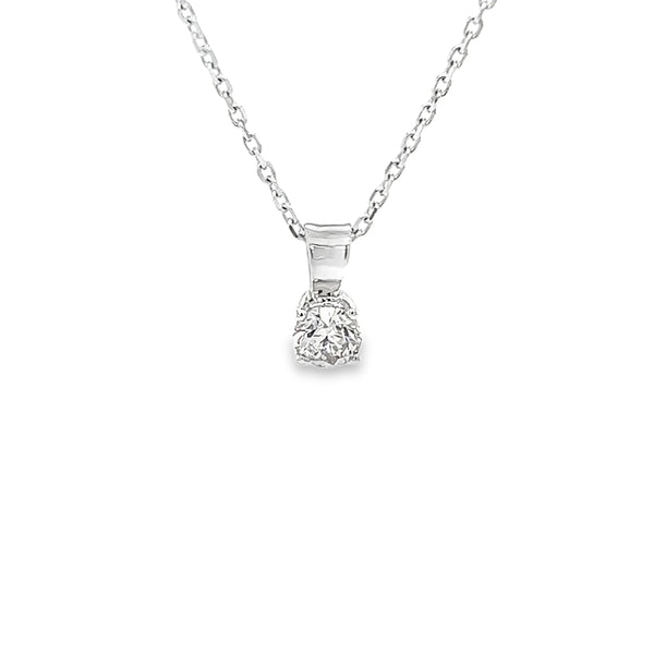 18ct White Gold Solitaire Diamond Pendant 0.40ct